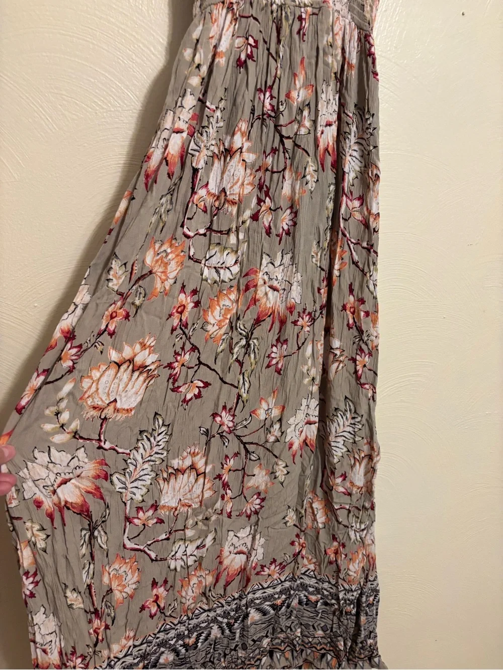 Angie Boho Floral Maxi Dress M Smocked Back Sleeveless Rayon Festival - Picture 7 of 8